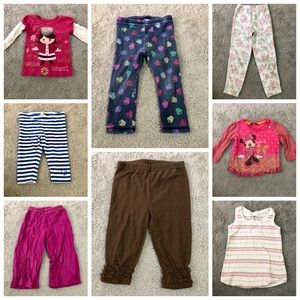 LOT OF 8 PRE-LOVED GIRL CLOTHES SIZE 2-3T PANTS AND BLOUSES DISNEY NICKELODEON